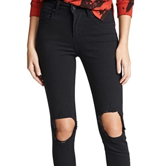 Aritzia Levi’s 721 High Rise Skinny Jeans Ripped Knees 29 - Picture 2 of 16